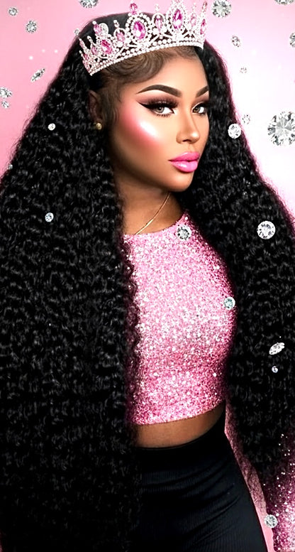 Brazilian Water Curly Glueless Wear and Go Loose Deep Wave 
HD Human Hair Lace Wig - Full 13x4 Coverage & Pre-Plucked Natural Hairline - only 36 inch length available ***